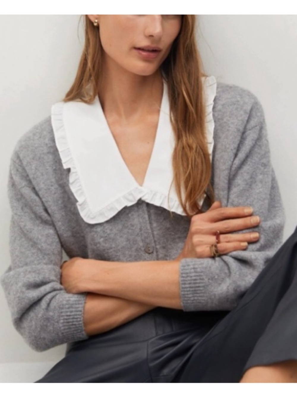 Mango Babydoll Collard Sweater